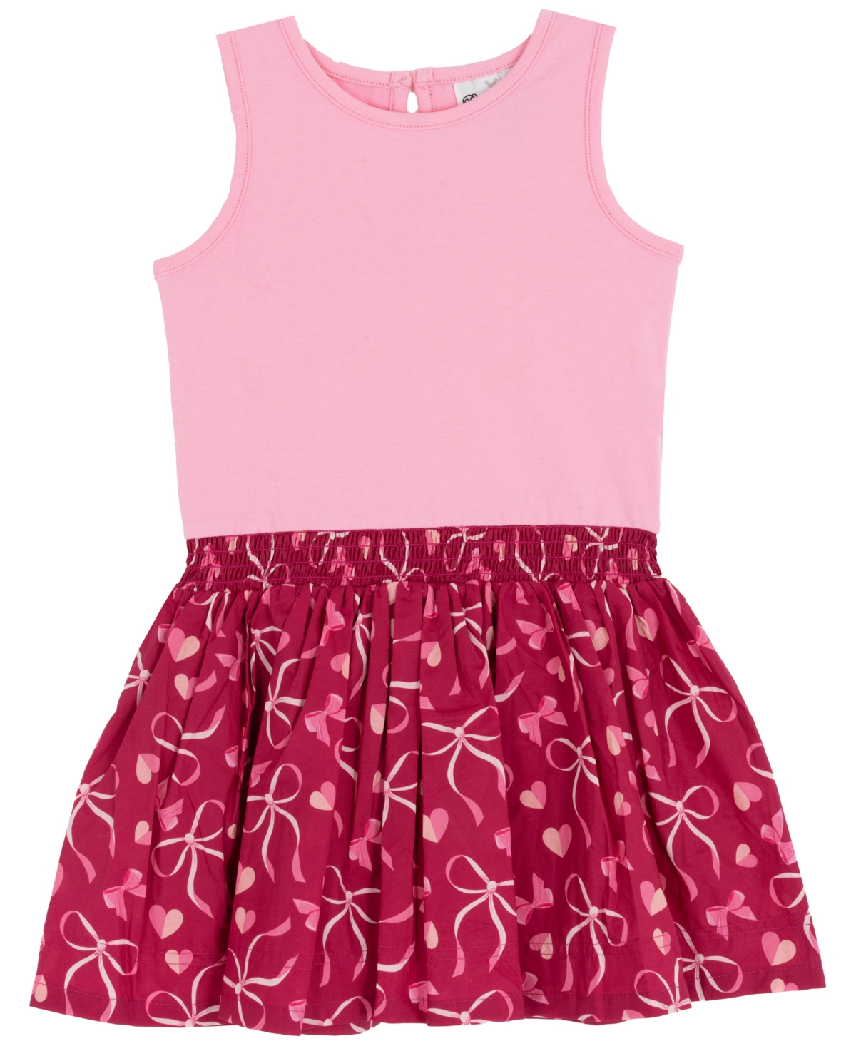 Rare Editions Little Girls Hearts & Bows Skort Dress With Pop-over "paris" Sweater, 2 Pc In Pink