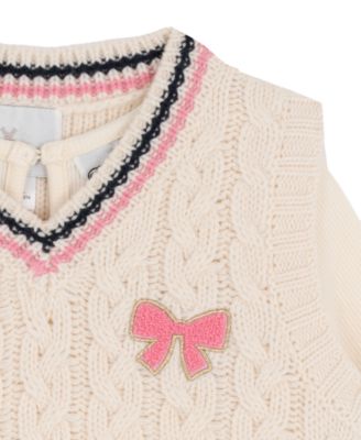 Little Girls' Plaid Skort Dress with Cable Knit Vest, 2 pc