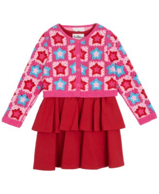 Rare Editions Little Girl Dress with Crochet Cardigan 2 pc - RED 15$