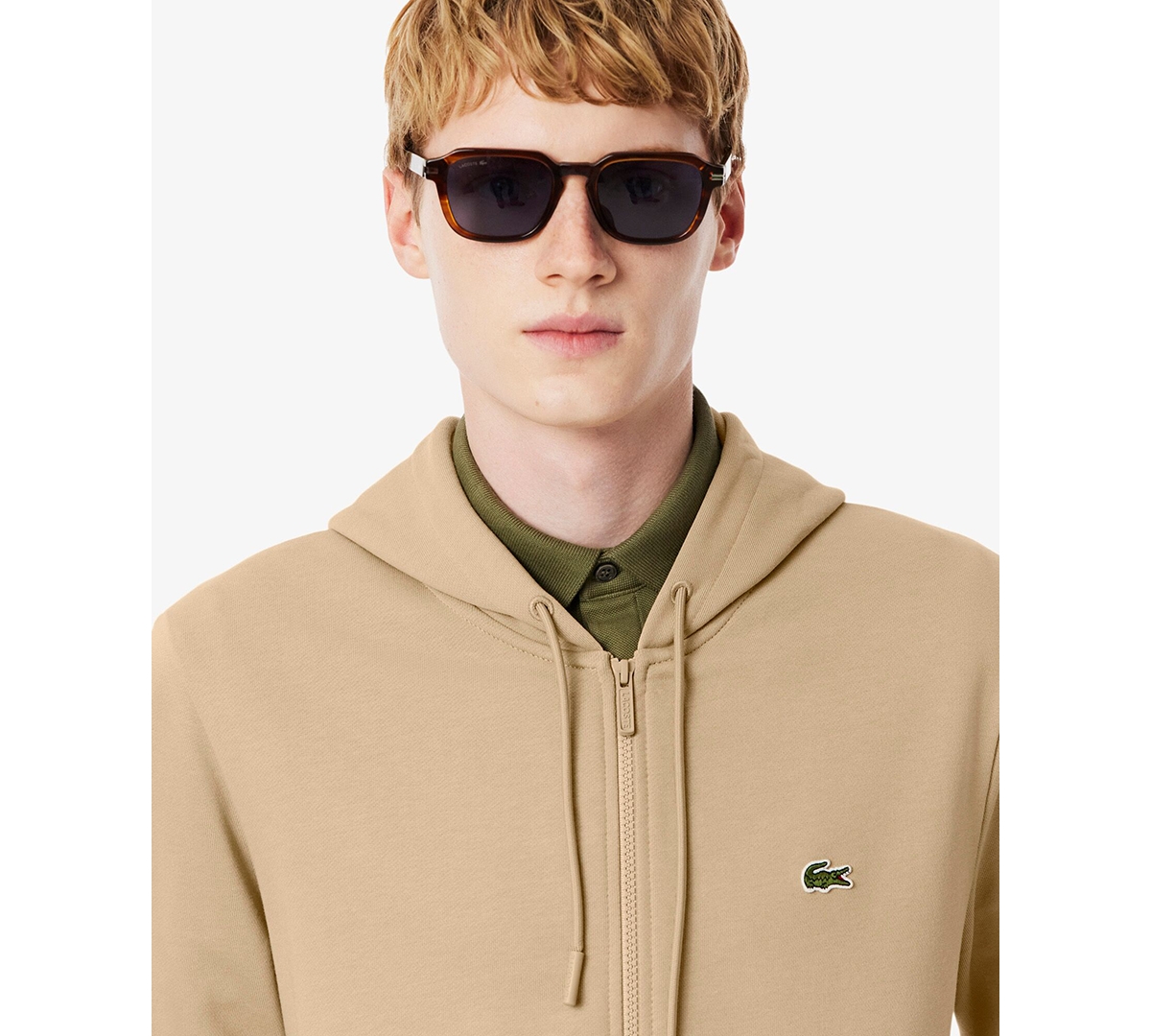 Lacoste Men's Zipped Hoodie Sweatshirt In Brown