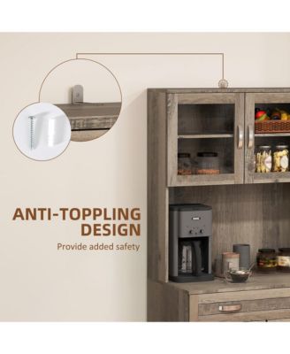 Modern Pantry with Buffet Cabinet and Framed Glass Doors