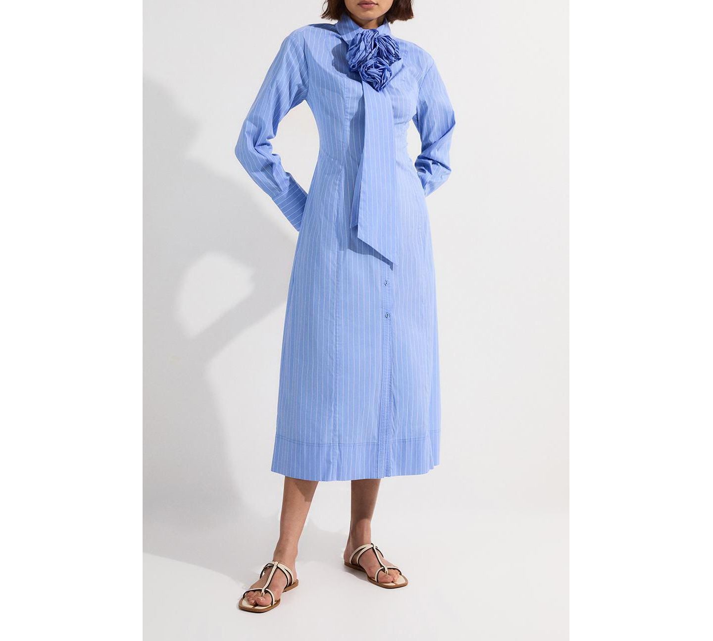 Женское платье Karen Millen Woven Shirt Midi, цвет: Синий — фото 6