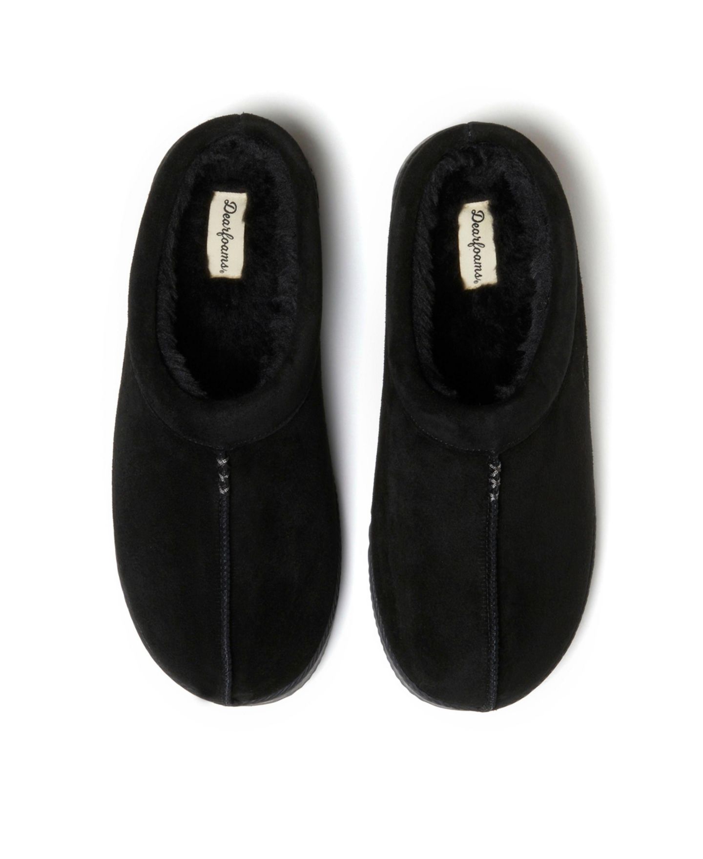 Мужские сабо Dearfoams Dean Genuine Suede Clog House Shoe Slipper, цвет: Чёрный — фото 4