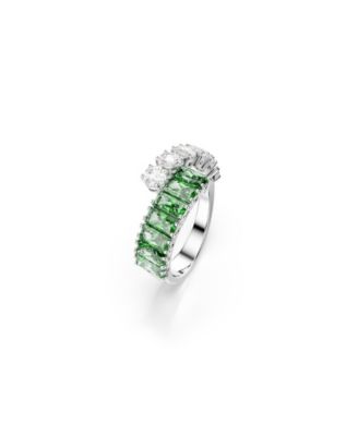 Green Rhodium Plated Matrix Ring