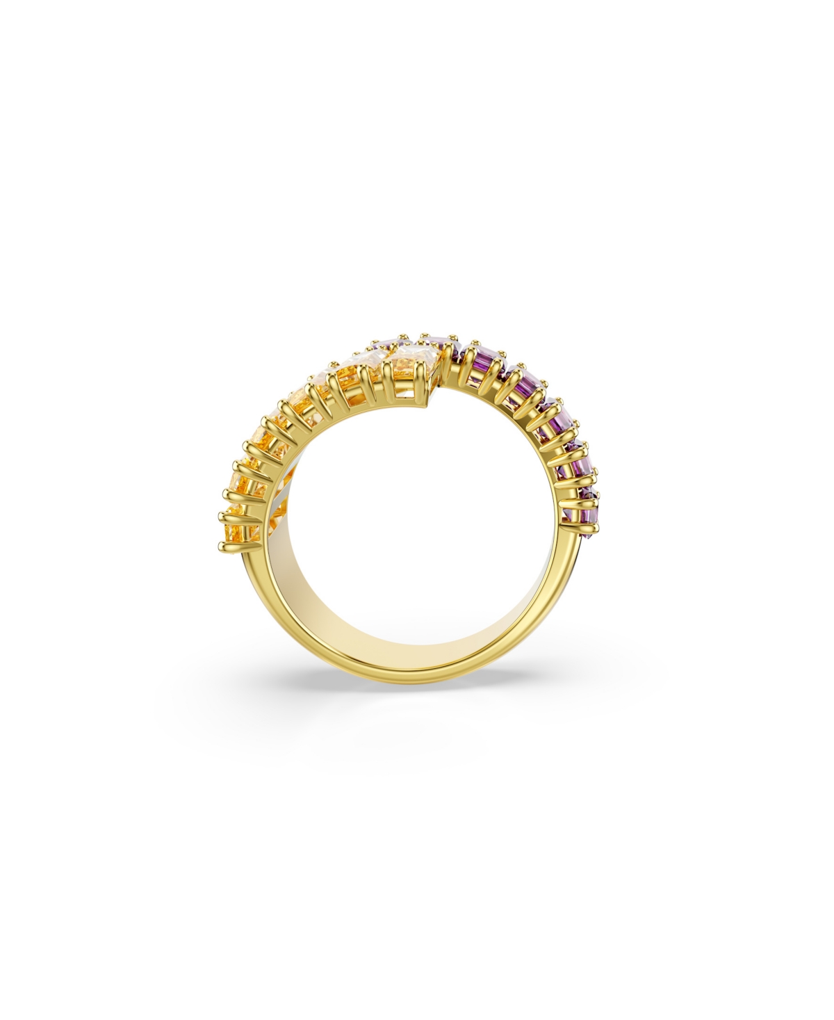 Swarovski Multicolored Gold-tone Plated Matrix Ring In Purple