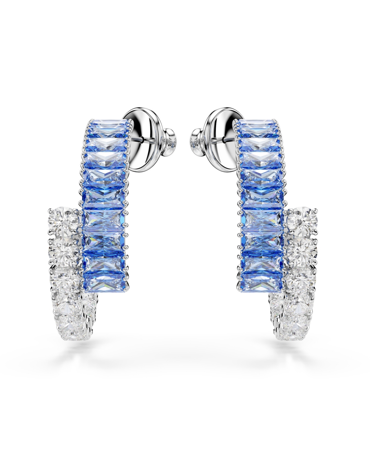Swarovski Matrix Rhodium Plated Hoop Earrings In Metallic