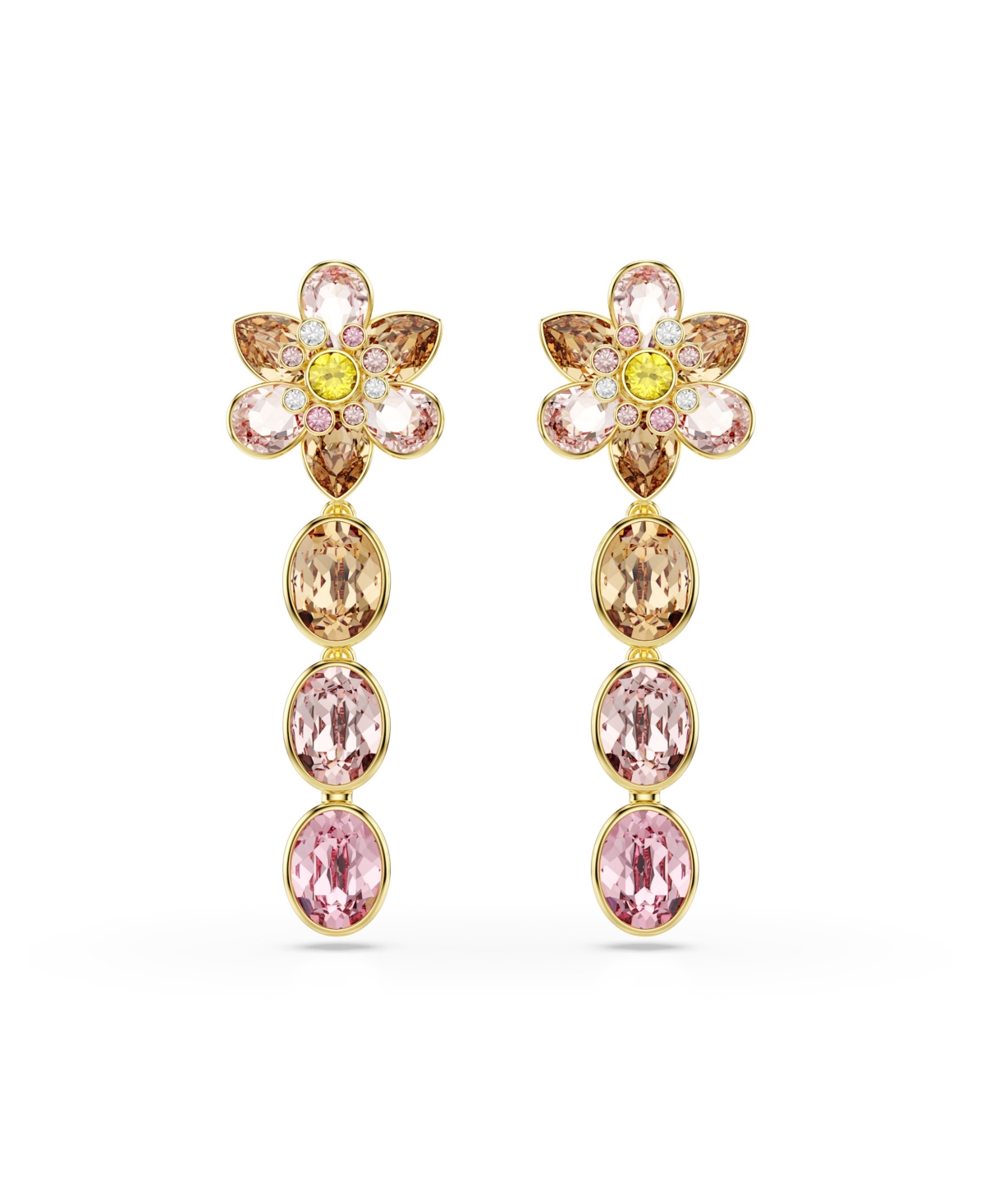 Swarovski Idyllia Gold-tone Plated Drop Earrings In Pink