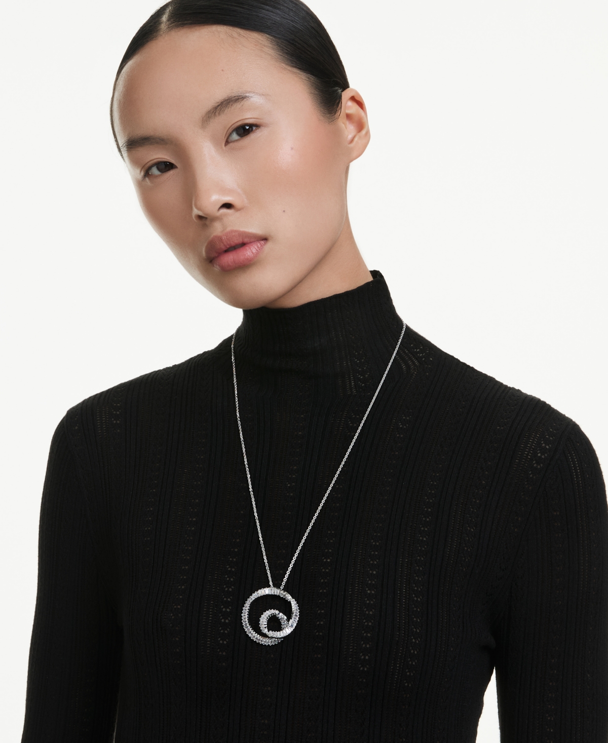 Swarovski Matrix Baguette Cut Rhodium Plated Necklace In Silver