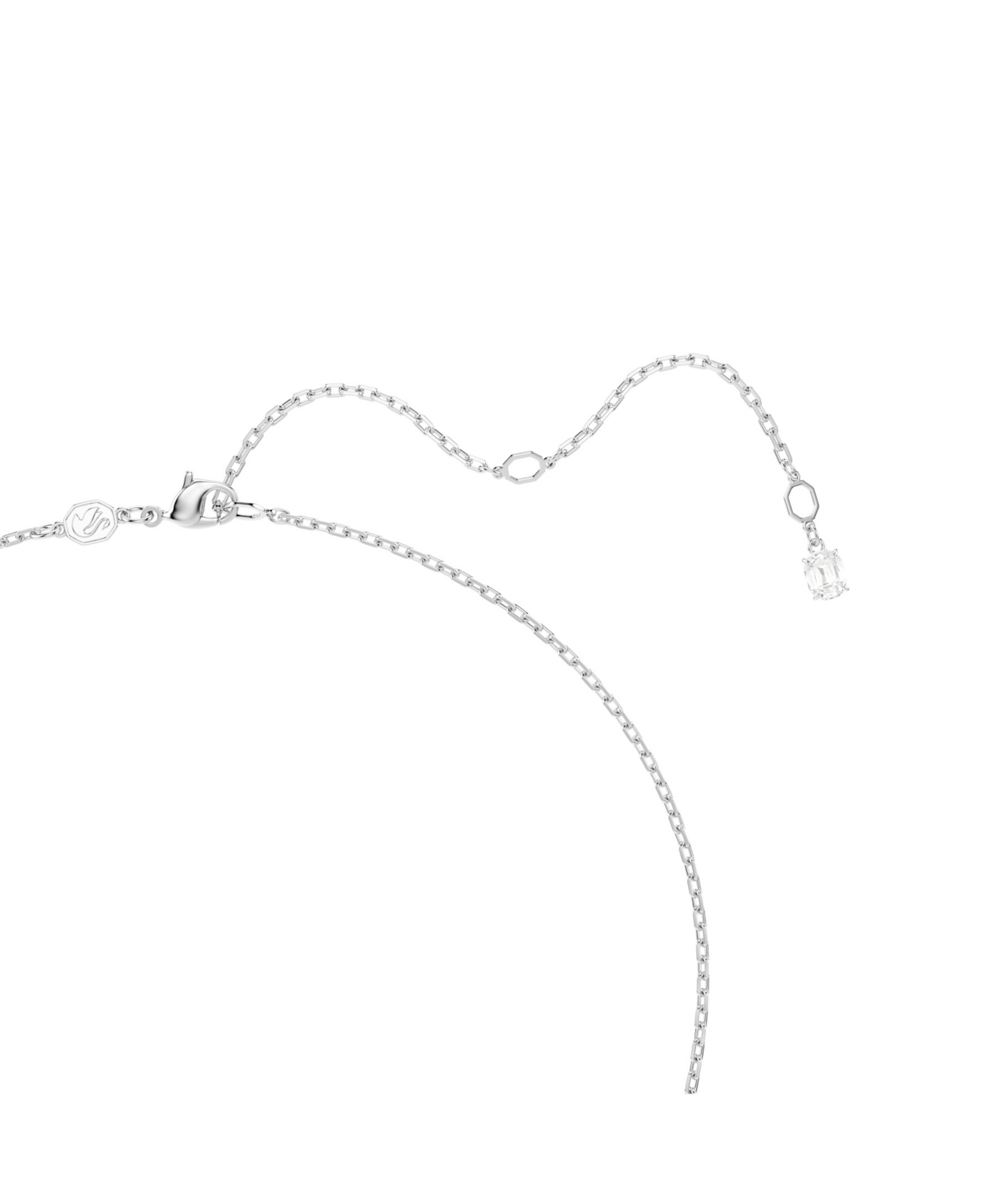 Swarovski Matrix Baguette Cut Rhodium Plated Necklace In Silver