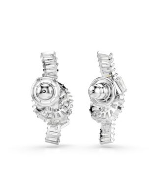 Matrix  Rhodium Plated Baguette Cut Earrings