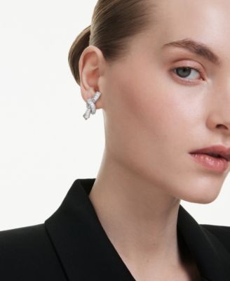 Matrix  Rhodium Plated Baguette Cut Earrings