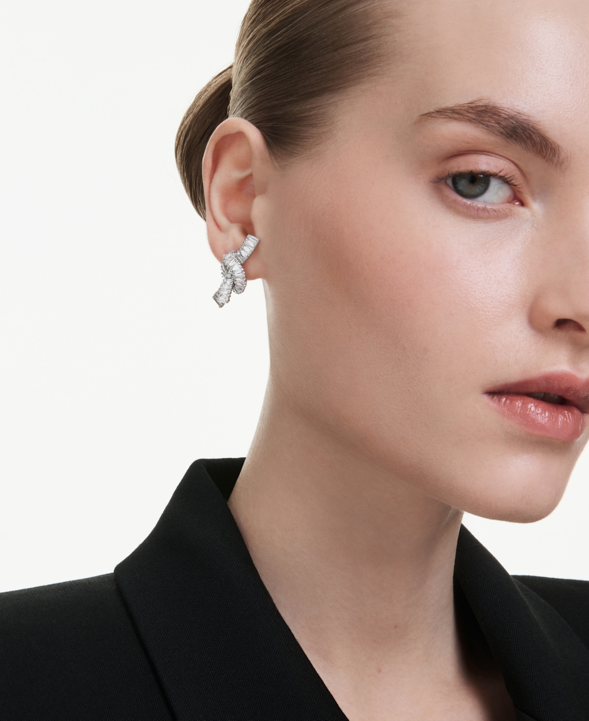 Swarovski Matrix Rhodium Plated Baguette Cut Earrings