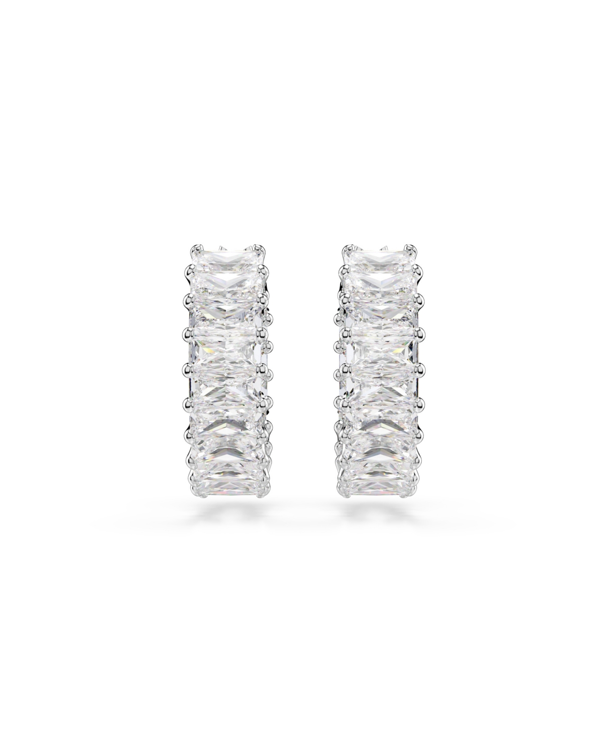 Swarovski Matrix Rhodium Plated Hoop Earrings In Silver