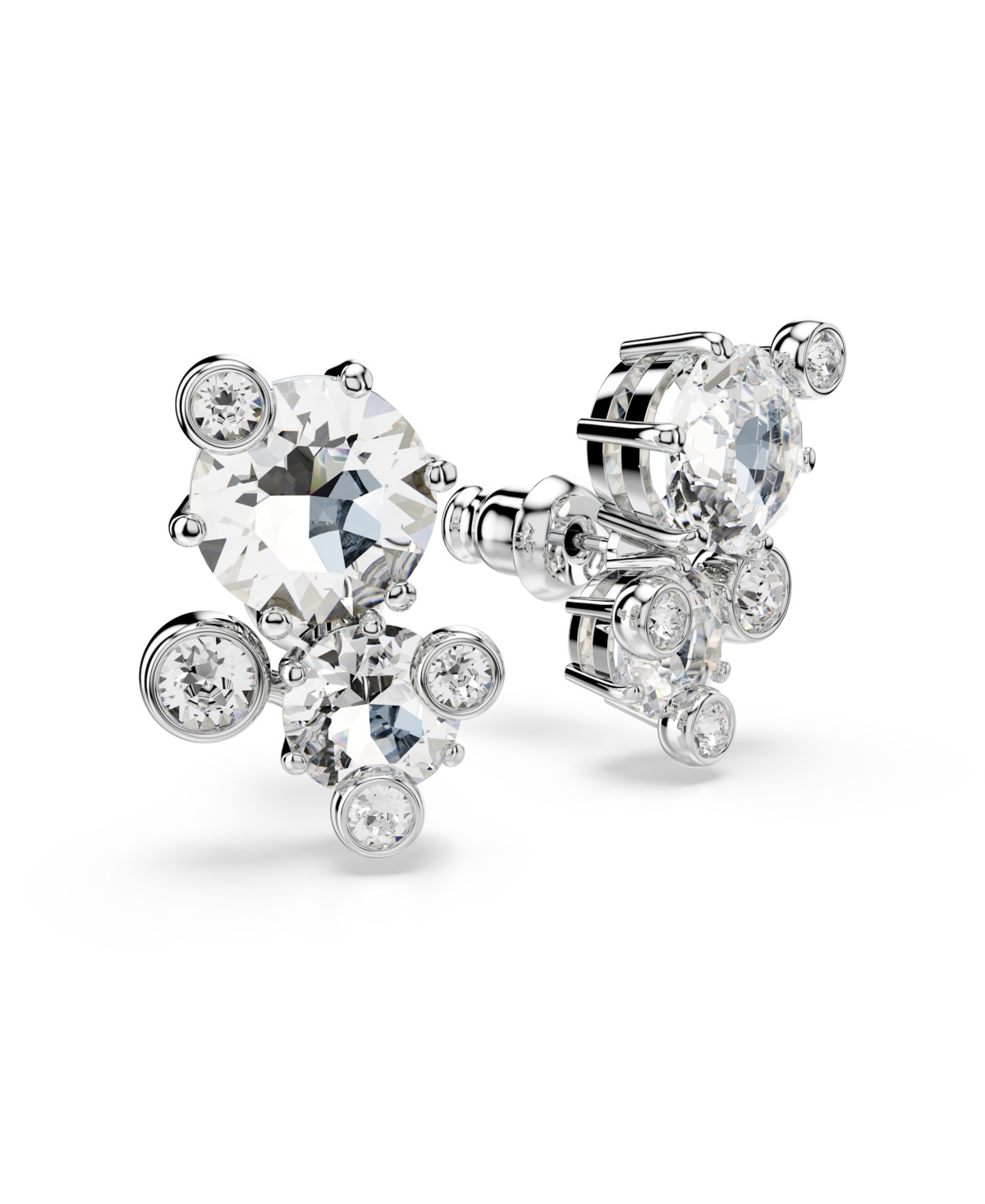 Swarovski Constella Rhodium Plated Stud Earrings In Metallic