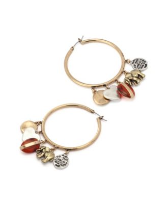 Faux Stone Heirloom Charms Hoop Earrings