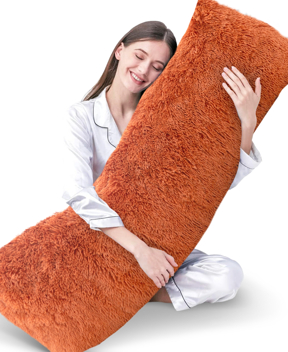 Cheer Collection Faux Fur Body Pillow, 20" X 54" In Brown