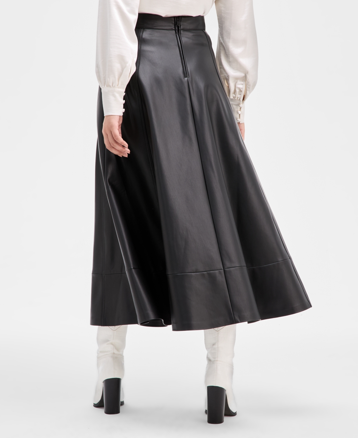 Guess Women's Delores Faux-leather Circle Skirt In Black