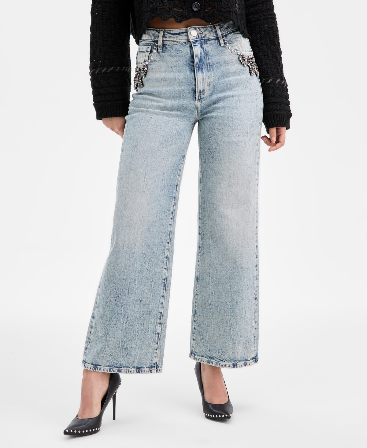 Guess Women's Ankle Wide-leg Jeans In Blue