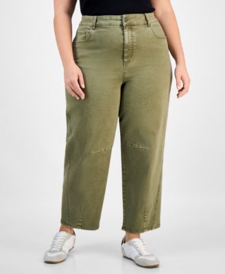 Trendy Plus Size High-Rise Barrel-Leg Jeans, Macy's Exclusive 
