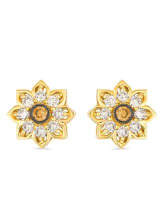 Nude and Chocolate Diamond Stud Earrings (0.48 ct. t.w.) in 14K Honey Gold