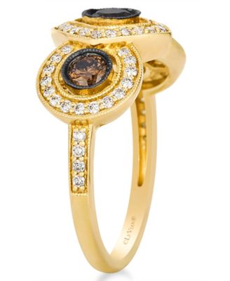 Vanilla Diamond (0.33 ct. t.w.) and Chocolate Diamond Ring (0.53 ct. t.w.) in 14K Honey Gold