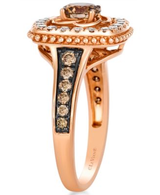 Chocolate Diamond (0.69 ct. t.w.) and Nude Diamond (0.34 ct. t.w.) Ring in 14K Strawberry Gold