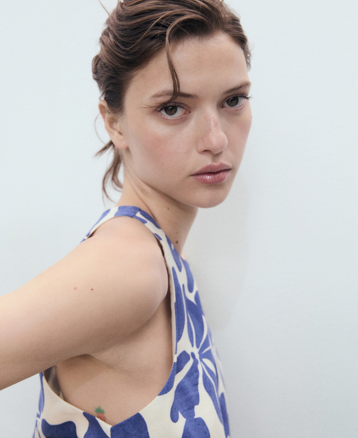 Mango Women's Printed Linen-blend Top In Blue