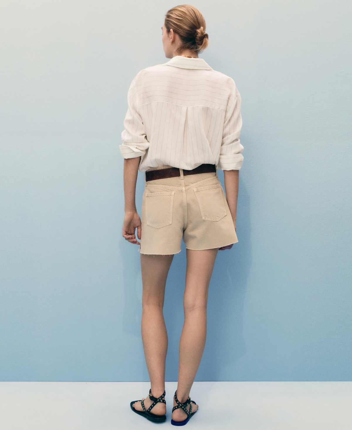 Mango Women's Frayed Hem Denim Shorts In Neutral