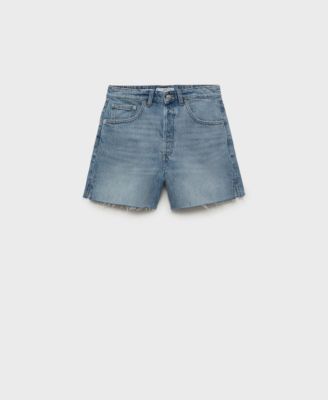 MANGO - Women's Frayed Hem Denim Shorts