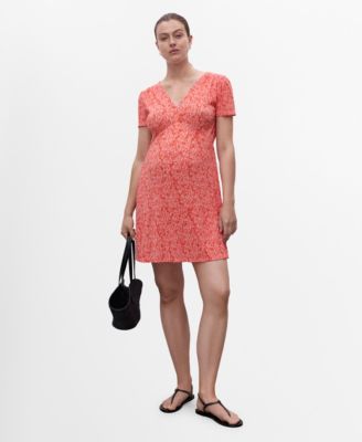MANGO - Women's Short Floral Textured Dress