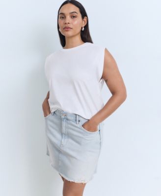 Women's Frayed Hem Denim Skirt