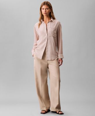 Women's Printed Classic Button-Front Shirt