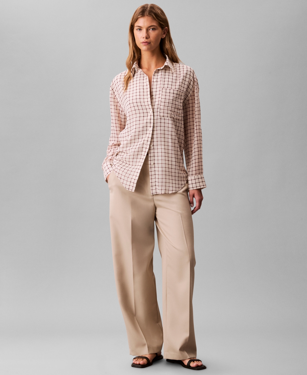 Calvin Klein Women's Printed Classic Button-front Shirt In Multi
