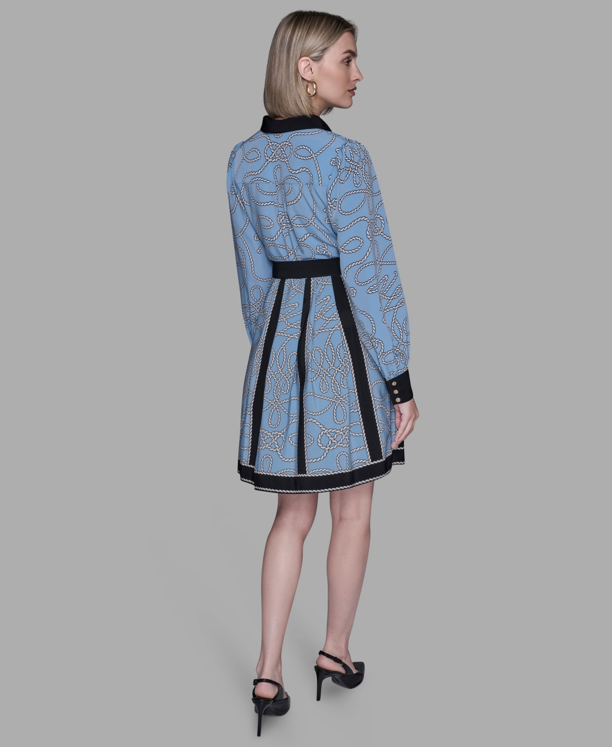 Karl Lagerfeld Women's Printed Long Sleeves Dress In Blue