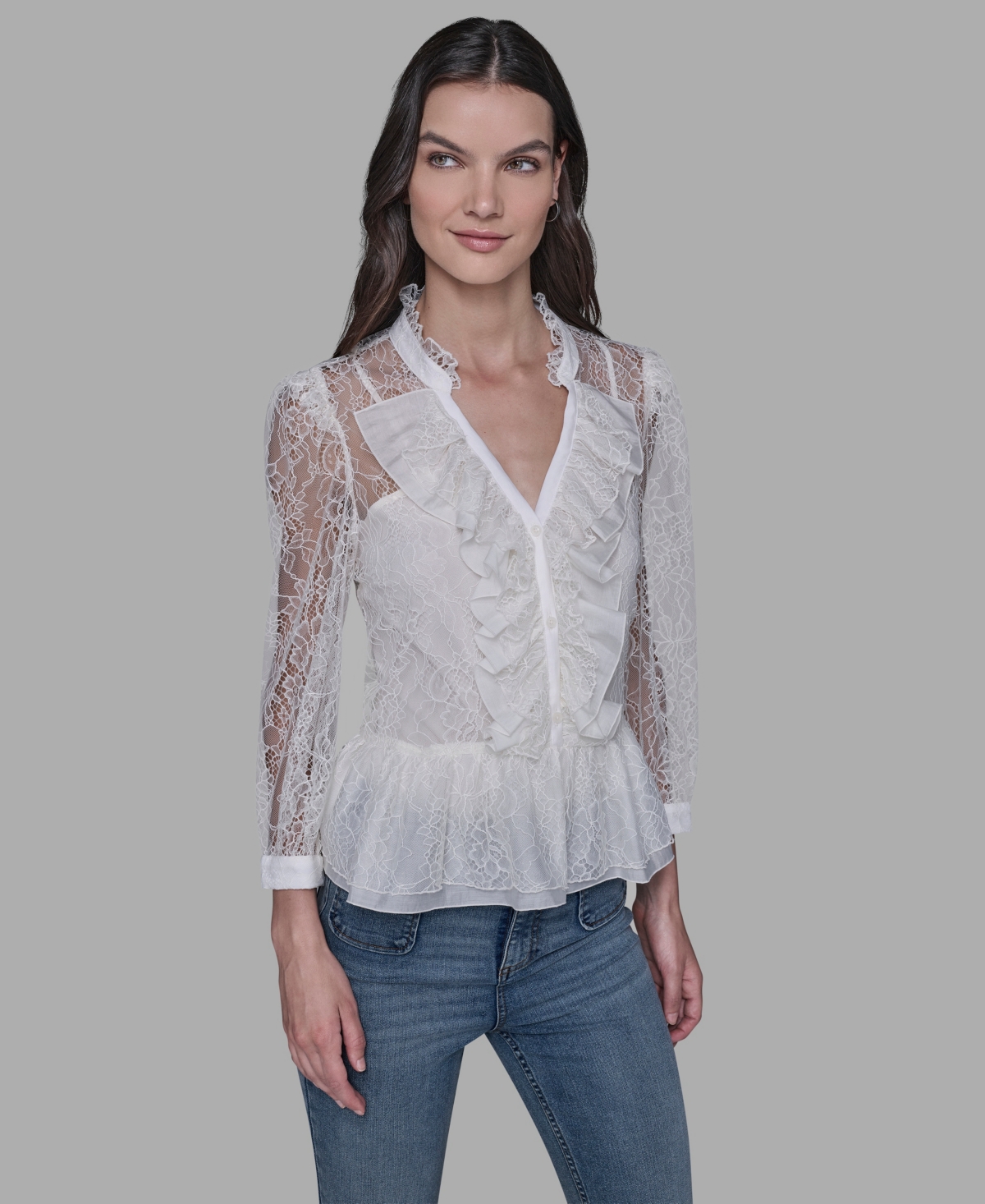 Karl Lagerfeld Paris Women's Lace V-Neck Blouse