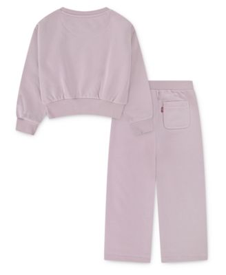 Toddler Girls 2-Piece Bow Crewneck Top and Wide Pants Fleece Set