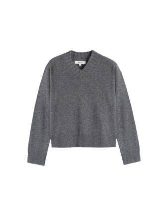 Women's Wool-Cashmere Ribbed V-neck Sweater