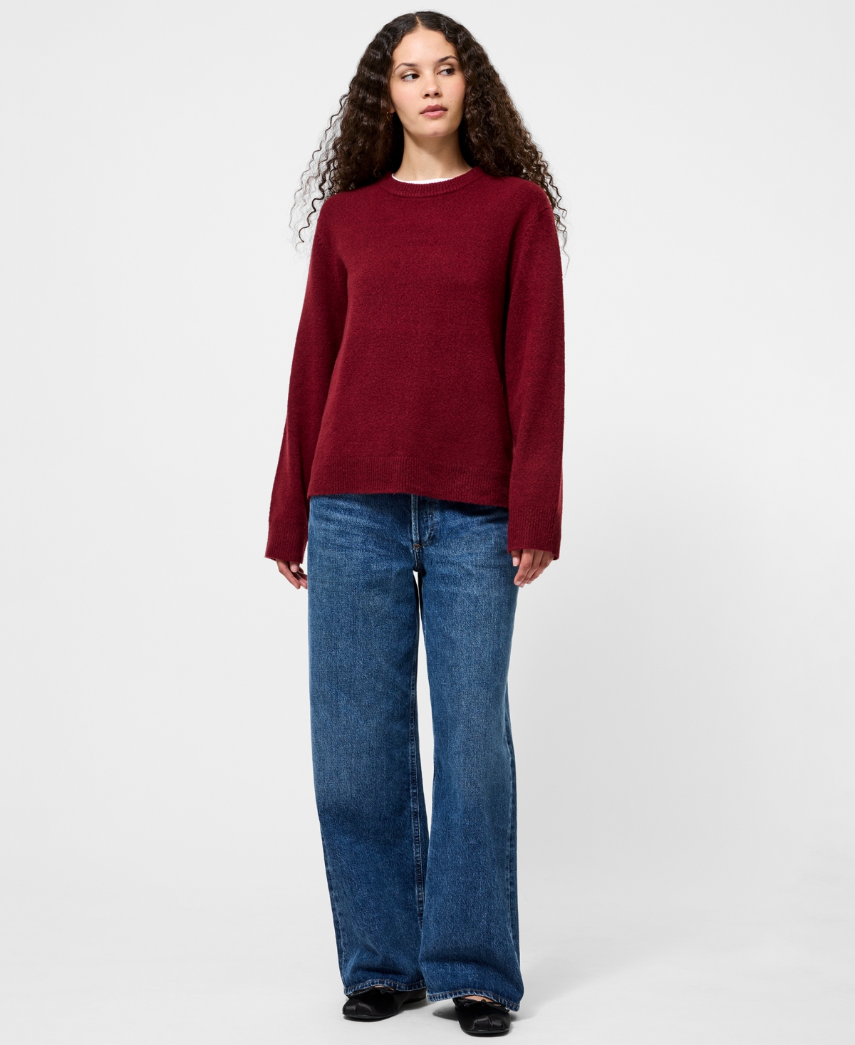 French Connection Emilia Knit Boyfriend Sweater In Burgundy