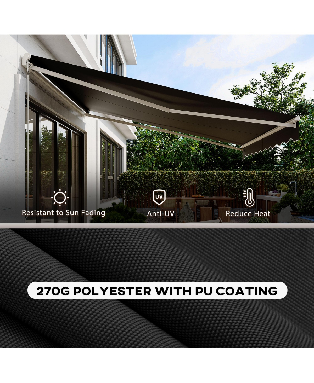 Outsunny 12' x 10' Electric Retractable Awning w/ Remote Controller
