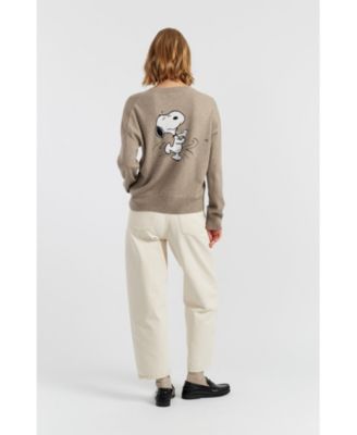Women's Wool-Cashmere Dancing Snoopy Sweater