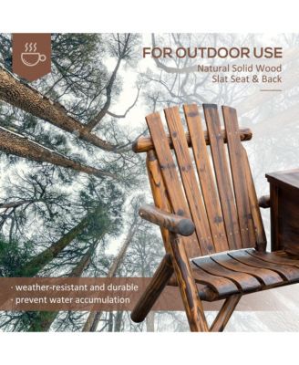 Double Adirondack Chair Loveseat w/ Table & Ice Bucket, Varnished Wood