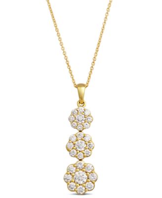 Nude Diamond Triple Flower Pendant Adjustable 20" Pendant Necklace (1 ct. t.w.) in 14k Rose Gold