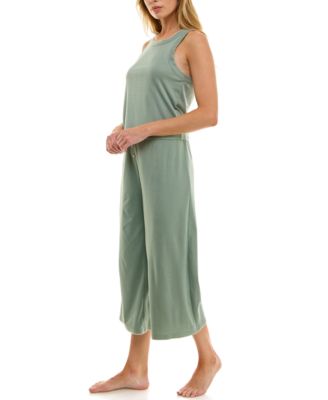 Women's 2-Piece Contrast Binding Sleeveless T-Shirt and Pajama Set
