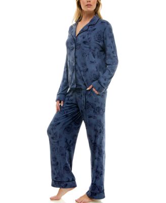 Women's 2-Piece Long Sleeve Top and Printed Pajama Set