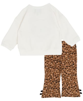 Baby Girl 2-Piece Cheetah Applique Sweatshirt with Flared Leggings Set