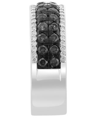 Men's Black Spinel (1-1/5 ct. t.w.) and Diamond Accent Ring in Sterling Silver