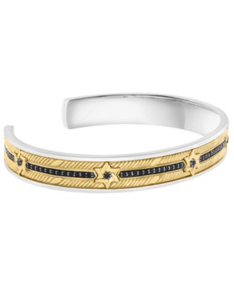 Black Spinel Bangle Bracelet (3/4 ct. t.w.) in Sterling Silver and 18k Yellow Gold