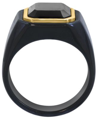 Men's Onyx Ring in 14K Gold over Silver