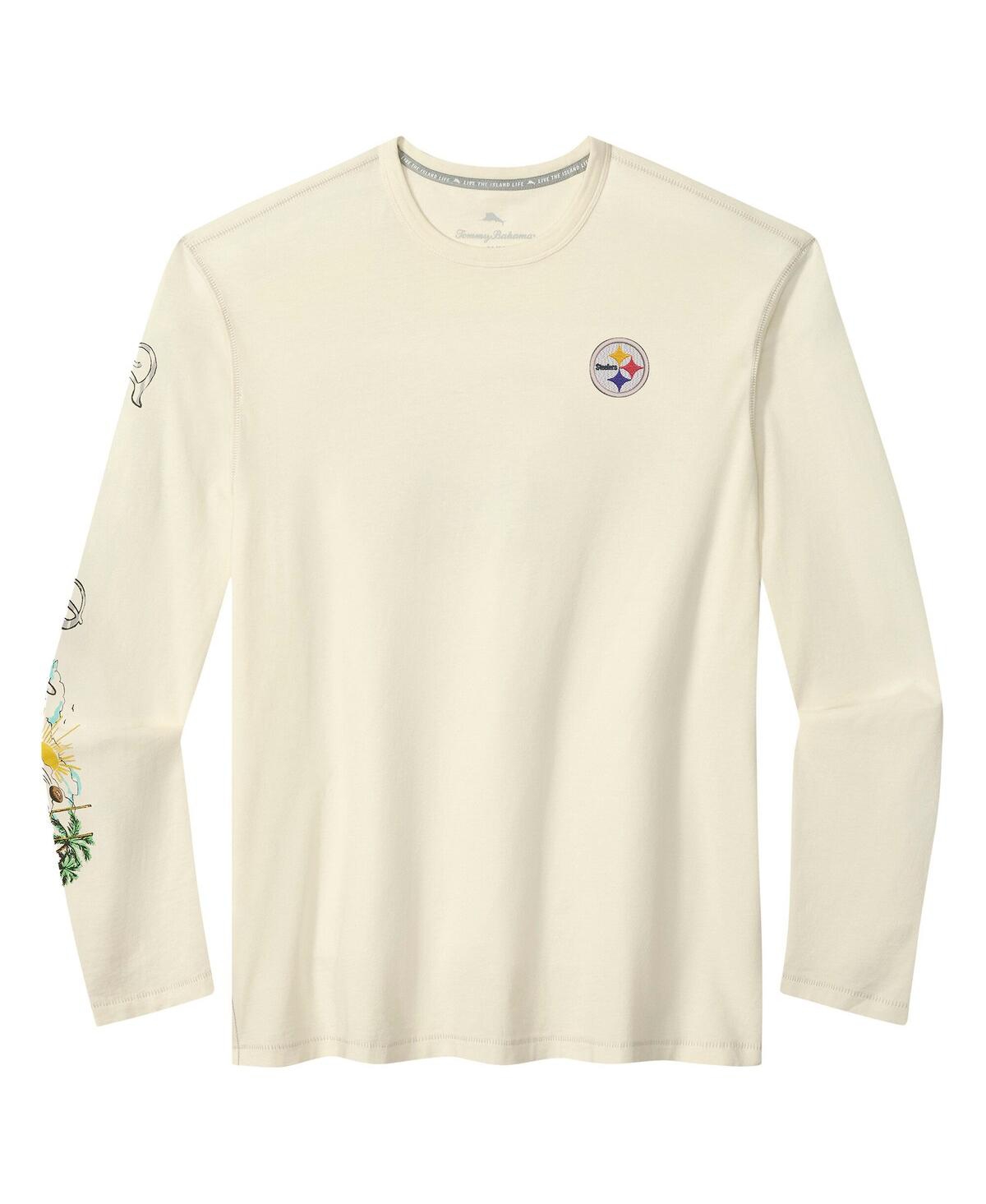 Tommy Bahama Men's Cream Pittsburgh Steelers Oasis Endzone Lux Long Sleeve T-Shirt