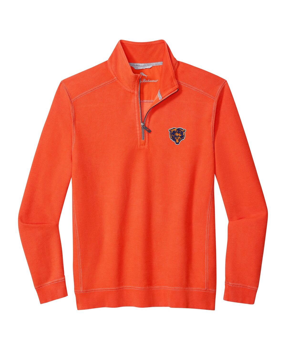 Tommy Bahama Men's Orange Chicago Bears Sport Tobago Half-zip Pullover Sweatshirt In Red